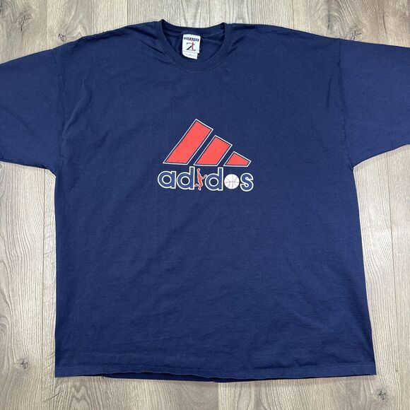 Vintage Y2K Adidas Basketball T-Shirt Blue Dunk Mens Size 3XL - Picture 2 of 6